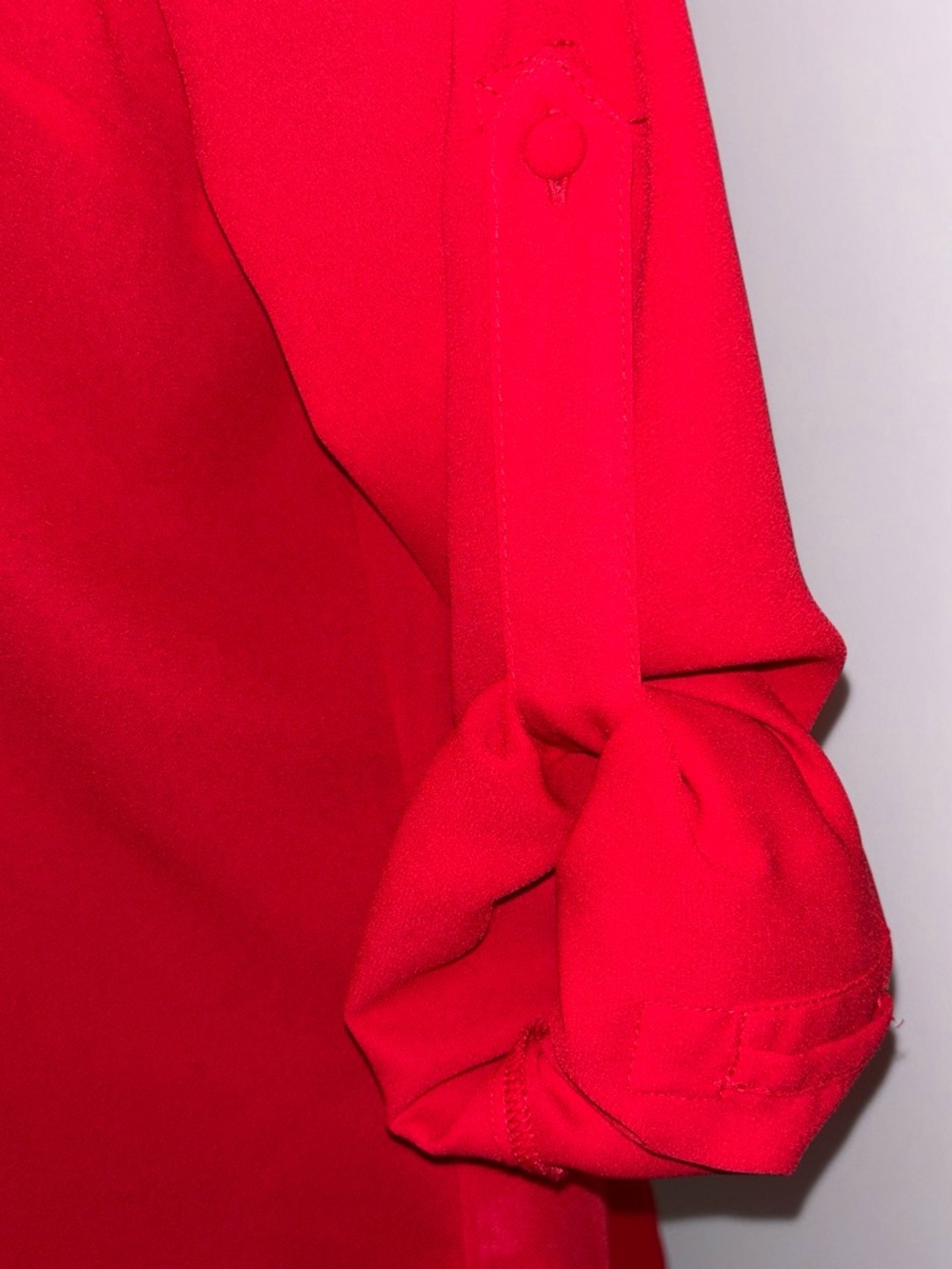 Express Red V-Neck Long Sleeve Blouse - Picture 3 of 5